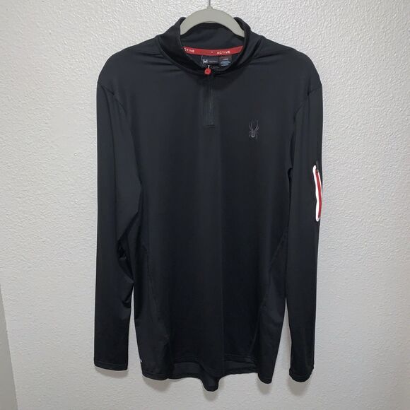 Spyder Active Women Lightweight Quarter Zip Pullover Sweatshirt Size L Black - Picture 1 of 6